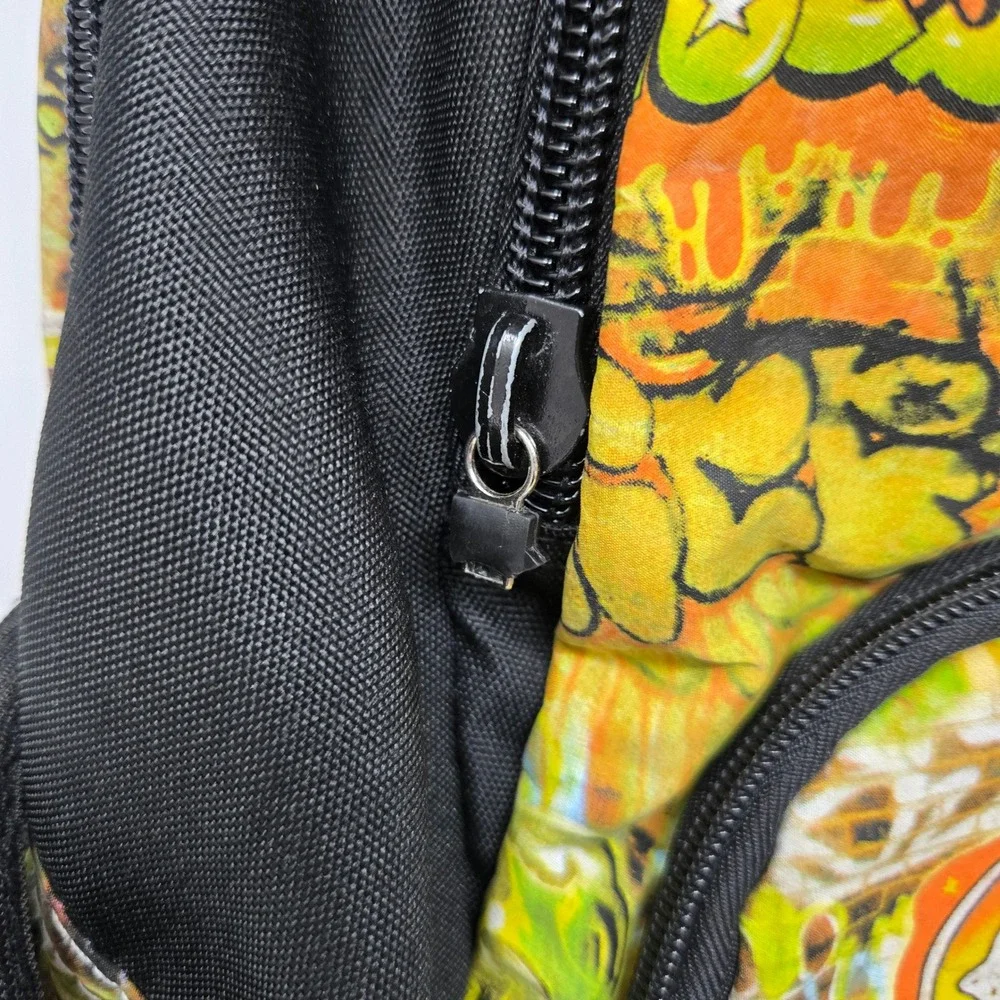 Crocs Graffiti Print Backpack Black Orange Green Jibbitz Charms Holes School Bag